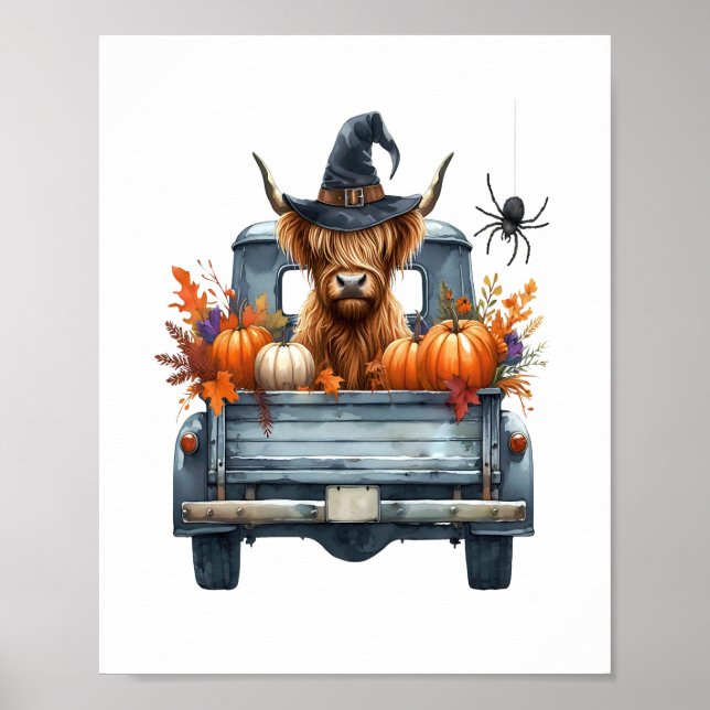 Highland Cow Halloween Fall Poster (Framsidan)