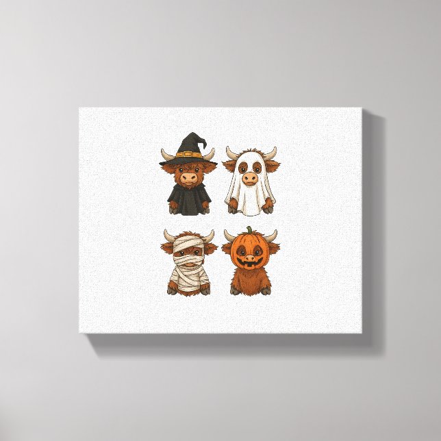 Highland Cow Halloween Funny Fall Spooky Canvastryck (Framsida)