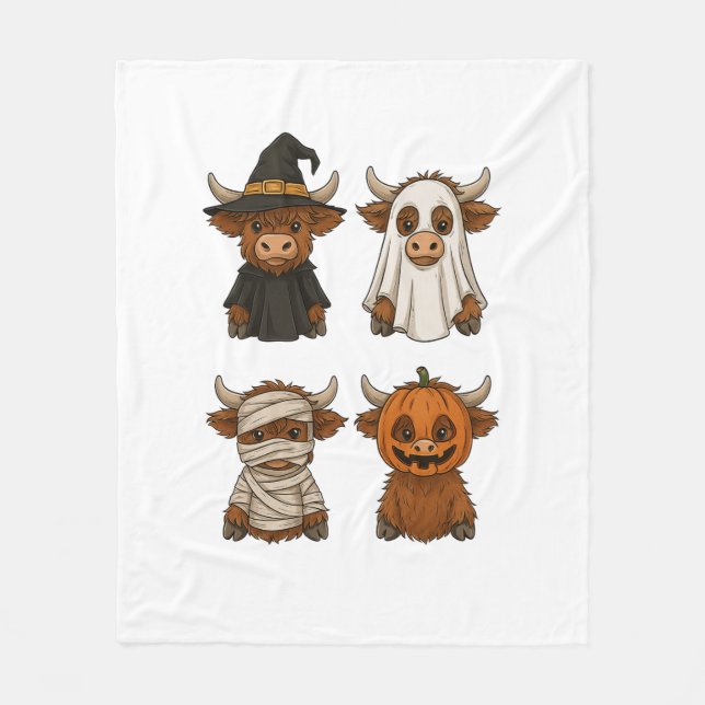 Highland Cow Halloween Funny Fall Spooky Fleecefilt (Framsidan)