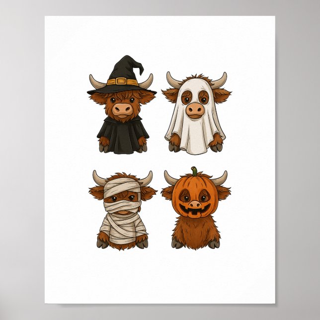 Highland Cow Halloween Funny Fall Spooky Poster (Framsidan)
