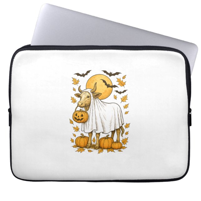 Highland Cow Halloween i Ghost Costume Laptop Fodral (Framsidan)