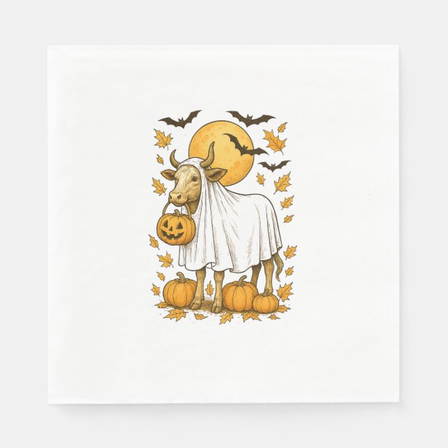 Highland Cow Halloween i Ghost Costume Pappersservett (Framsidan)