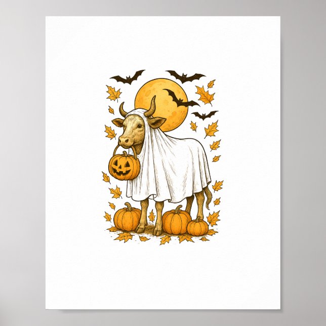 Highland Cow Halloween i Ghost Costume Poster (Framsidan)