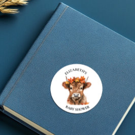 Highland Cow Halloween Watercolor Baby Shower  Runt Klistermärke