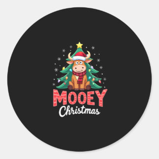 Highland Cow Heifer Santa Hat Mooey Christmas Tree Runt Klistermärke