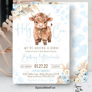 Highland Cow Heliga Cow Baby dusch Boy Inbjudningar