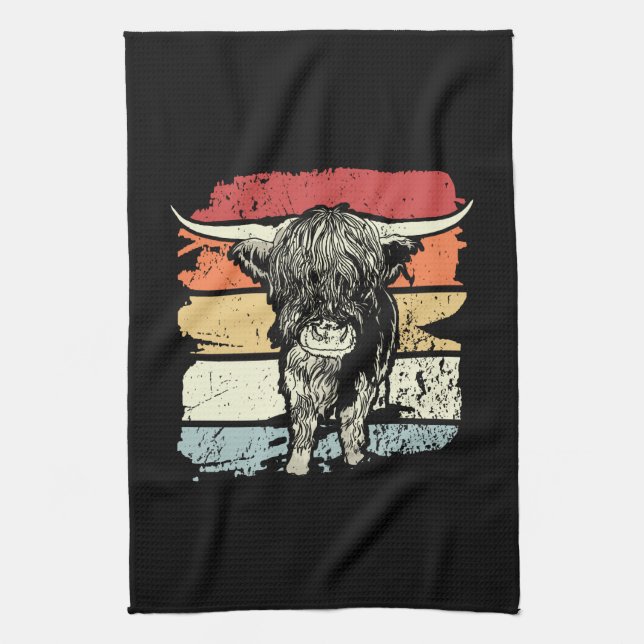 Highland Cow Highland Cows Retro Kökshandduk (Vertikal)