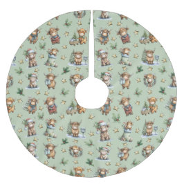 Highland Cow Holiday Parade Julgransmatta Borstad Polyester