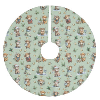 Highland Cow Holiday Parade Julgransmatta Borstad Polyester