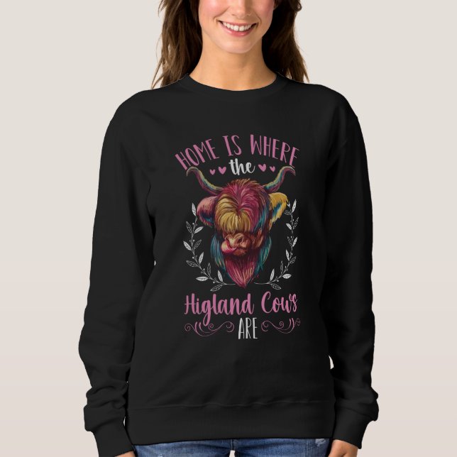 Highland Cow  Home Is Where My Higland Cows Are T Shirt (Framsida)