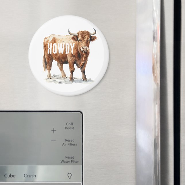 Highland Cow Howdy Magnet (In Situ (Fridge))