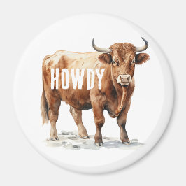 Highland Cow Howdy Magnet