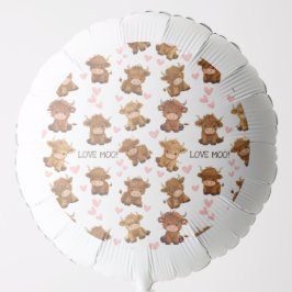 Highland Cow I Kärlek Moo Valentine Hearts Balloon