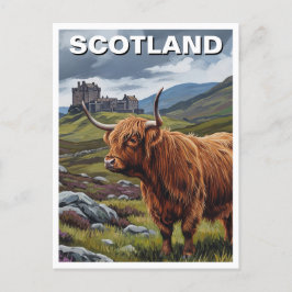 Highland Cow i Scotland Travel Vykort