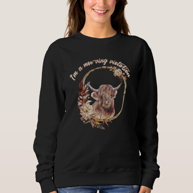 Highland Cow  I'm A Moo ving Violation T Shirt (Framsida)