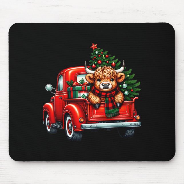 Highland Cow In Truck Farm Farmer Christmas Cow Ca Musmatta (Framsidan)