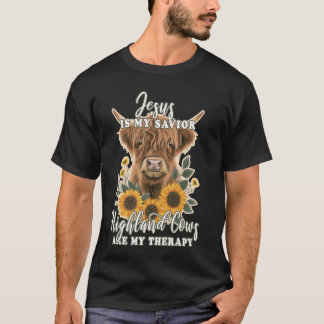 Highland Cow Jesus Christian Religiösa Highland Co T Shirt