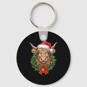 Highland Cow jul Julafton Santa Wooly Farm Anima Nyckelring