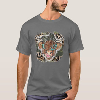 Highland Cow Leopard Bandana Cowgirl Cowhide Weste T Shirt