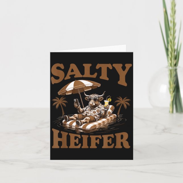 Highland Cow Lovers Salty Heifer Trocal For Women  Kort (Framsida)