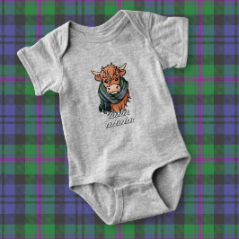Highland Cow med Baird Tartan Scarf T Shirt