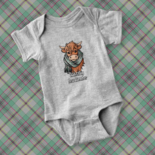 Highland Cow med Craig Tartan Scarf T Shirt