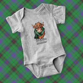 Highland Cow med Davidson Tartan Scarf T Shirt