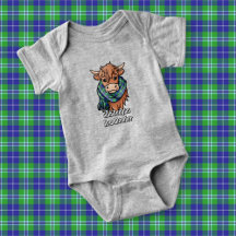 Highland Cow med Douglas Tartan Scarf