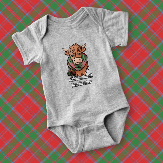 Highland Cow med Drummond Tartan Scarf T Shirt (Skapare uppladdad)