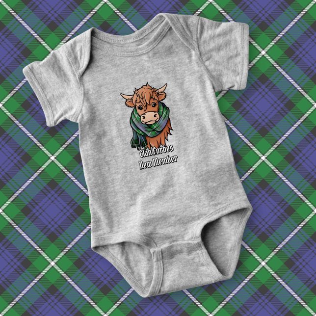 Highland Cow med Forbes Tartan Scarf T Shirt (Skapare uppladdad)