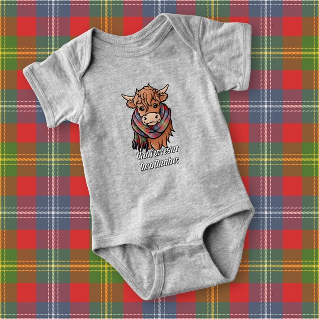 Highland Cow med Forrester Tartan Scarf T Shirt (Skapare uppladdad)