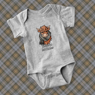 Highland Cow med Gordon Weasted Tartan Scarf T Shirt