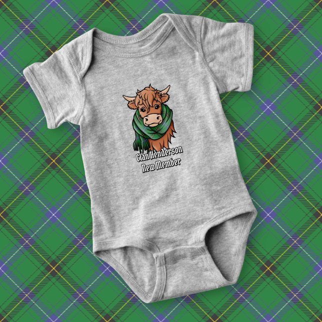 Highland Cow med Henderson Tartan Scarf T Shirt (Skapare uppladdad)