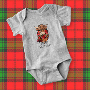 Highland Cow med Kerr Tartan Scarf T Shirt