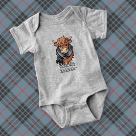 Highland Cow med MacKay Blue Tartan Scarf T Shirt