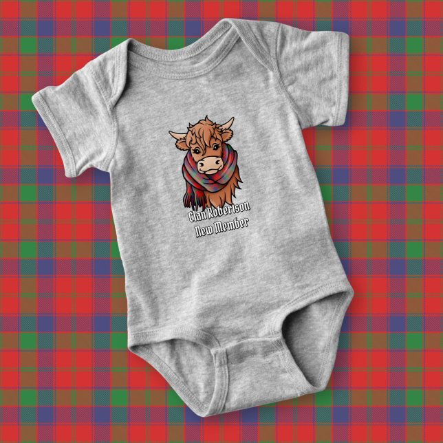 Highland Cow med Robertson Tartan Scarf T Shirt (Skapare uppladdad)