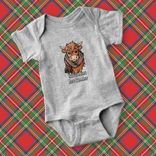 Highland Cow med Royal Stewart Tartan Scarf T Shirt