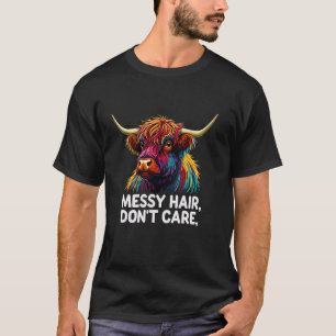 Highland Cow Messy Hair Colorful T Shirt
