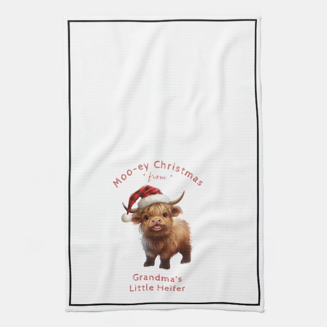 Highland Cow Moo-ey jul Kitchen Towel Kökshandduk (Vertikal)