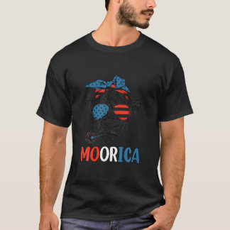 Highland Cow Moorica 4 juli Independence day Hei T Shirt