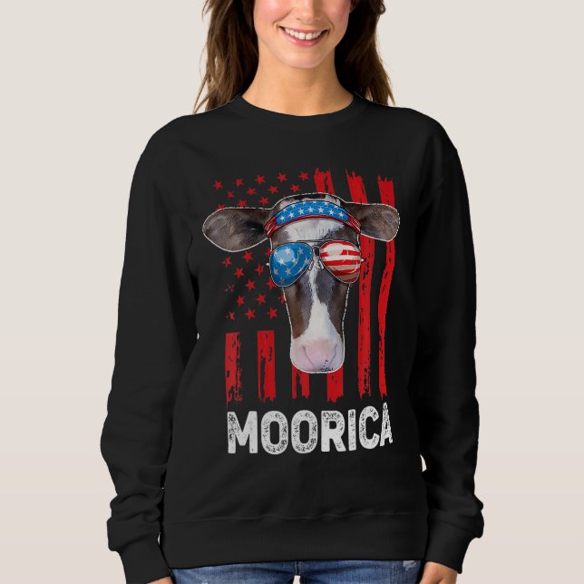 Highland Cow Moorica 4th July Independence Day Ame T Shirt (Framsida)