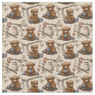 Highland Cow Morning Coffee Cozy Farmhouse Pattern Tyg