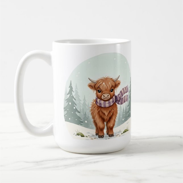 Highland Cow Mug, Cute Animal Art, Farm Animal Gif Kaffemugg (Vänster)