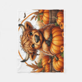 Highland Cow Nestled bland höstskördepåvorna Fleecefilt