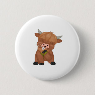 Highland Cow och Dandelion Puff Classic T-Shirt Knapp