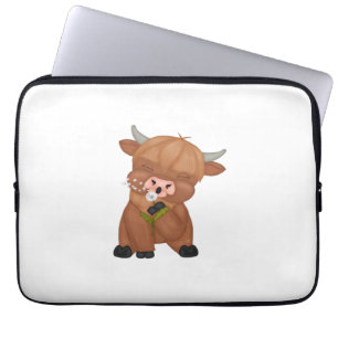 Highland Cow och Dandelion Puff Classic T-Shirt Laptop Fodral