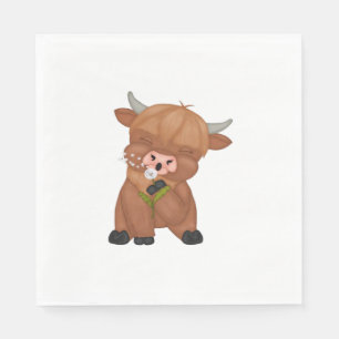Highland Cow och Dandelion Puff Classic T-Shirt Pappersservett
