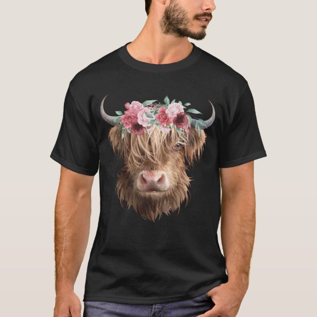 Highland Cow Painting T Shirt (Framsida)