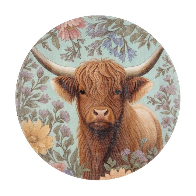 Highland Cow Pastel William Morris Inspired Floral (Framsidan)