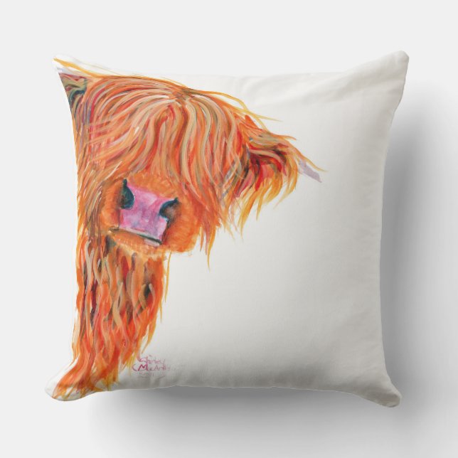 Highland Cow 'Peekaboo' Loely Soft Cushion Kudde (Framsida)